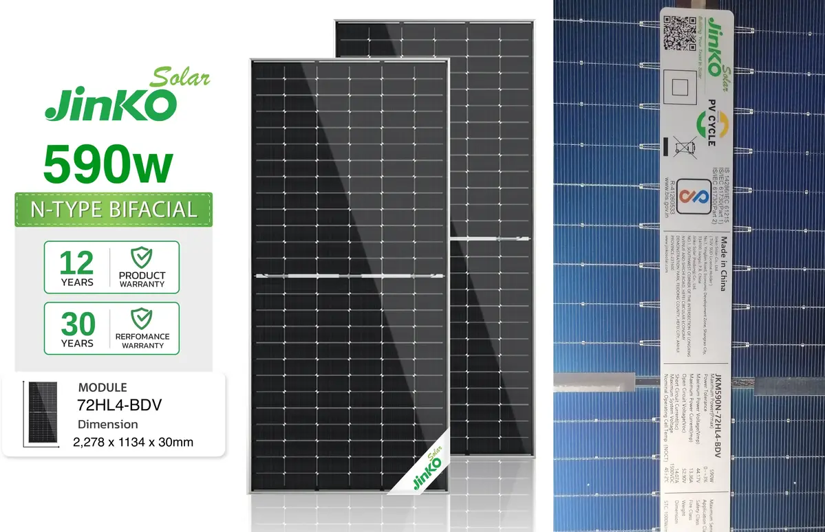 Jinko Tiger Neo N-Type Solar Panel Topcon 590W Bifacial Solar Panel (72HL4-BDV) – 1 Panel